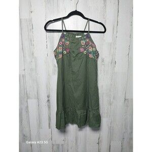 The Children's Place Green Embroidered Spaghetti Strap Dress Size XL